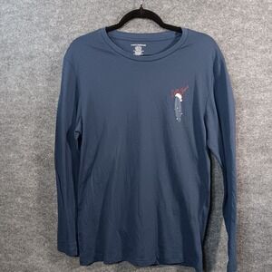 Lucky Brand T Shirt Blue Cotton Graphic Logo Print Sleepwear Casual Long Sleeve